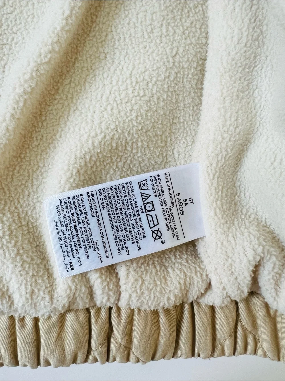 Old Navy Quilted Sherpa-Lined Hooded Jacket - British Khaki size 5T